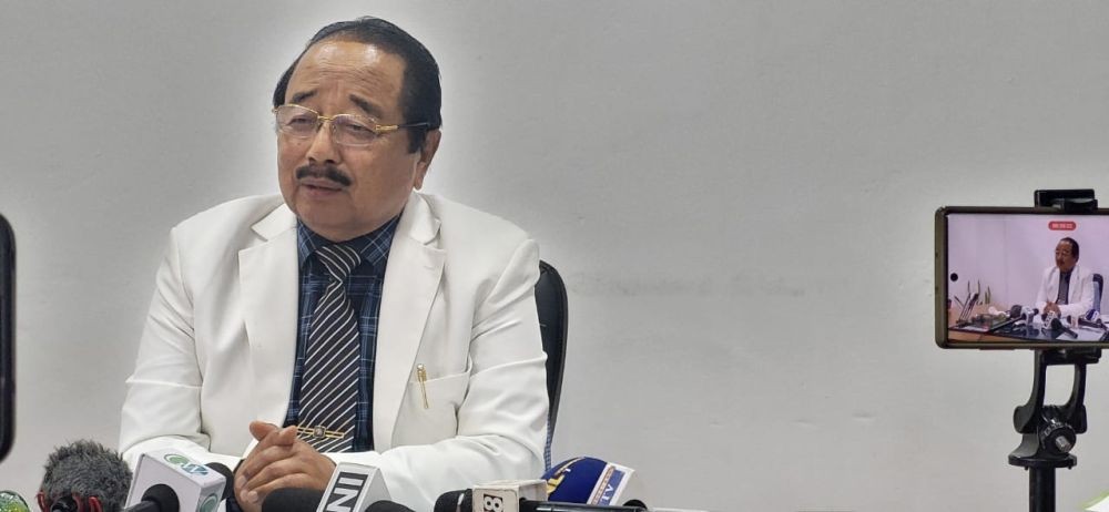 Nagaland Government spokesperson, Imkong L. Imchen addressing a press conference in Kohima on November 11. (Morung Photo)